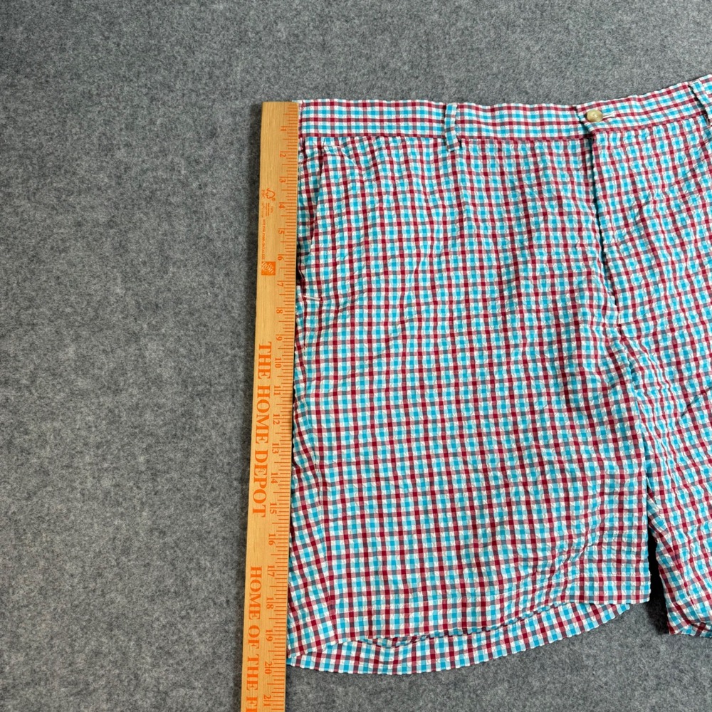 Peter Millar Featherweight Gingham Seersucker Shorts Mens 42 Red Blue White - Picture 6 of 8